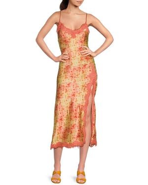 Cami NYC Peride Floral Silk Slip Midi-Dress - Orange