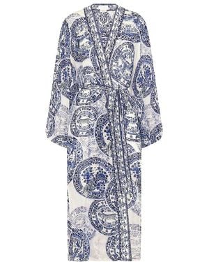 CAMILLA Printed Silk Wrap Cover-Up - Blue