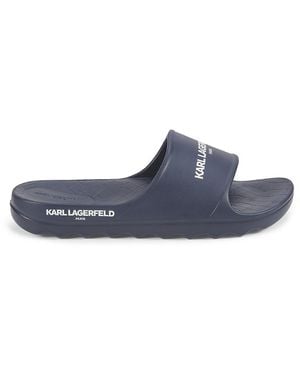 Karl Lagerfeld Logo-Detailed Platform Slide Sandals - Blue