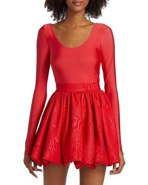 Alice + Olivia Chara Bubble-Hem Minidress - Red