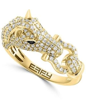 Effy Two-Tone Diamond Horse Head Ring - Metallic
