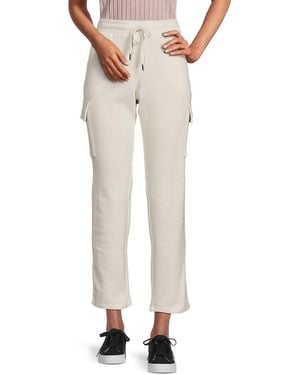 Andrew Marc Fleece Drawstring Cropped Trousers - Natural