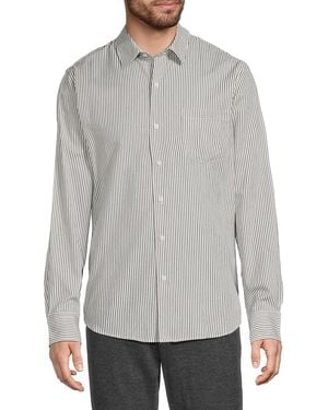 Vince Playa Striped Button-Front Shirt - Grey