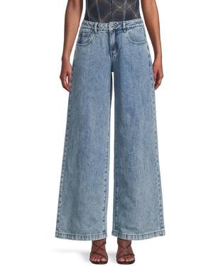 WeWoreWhat Cotton Low-rise Flared Relaxed Fit Jeans - Blue