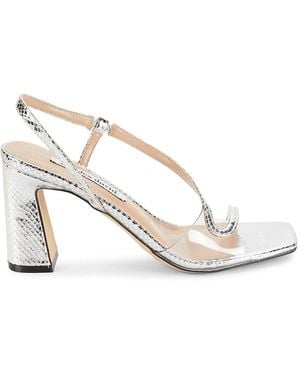 Charles David Rochelle Snakeskin Print Block Sandals - White