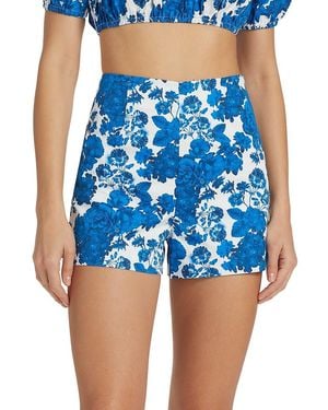 Generation Love Danny Floral Cotton High-Waisted Shorts - Blue