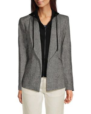 DKNY Herringbone Hooded Jacket - Grey