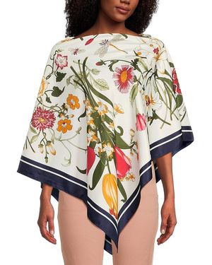 La Fiorentina Printed Poncho - Natural