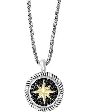 Effy Sterling Silver & Black Sapphire Star Medallion Pendant Necklace - White