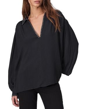 Rag & Bone Emmy Eyelet Long-Sleeve Blouse - Black