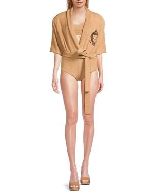 LAQUAN SMITH Waist-Tie Bodysuit - Natural