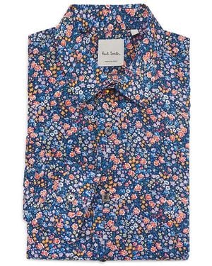 Paul Smith Floral Cotton Super Slim Fit Dress Shirt - Blue