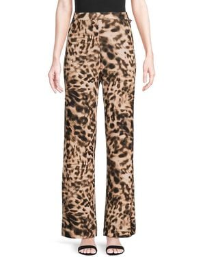 Halston Animal Print Wide-Leg Pants - Natural
