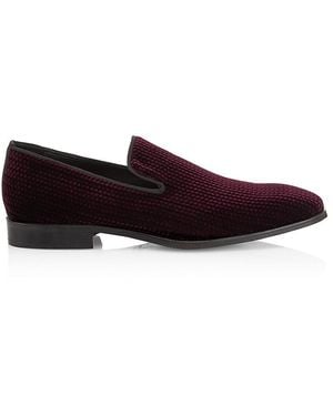 Saks Fifth Avenue Collection Dotted Velvet Loafers - Black