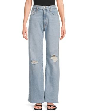 Hudson Jeans Jolene Wide-Leg Distressed Jeans - Blue