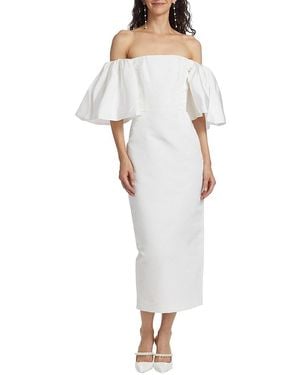 Alexia Maria Andrea Bow-embellished Silk Midi-dress - White