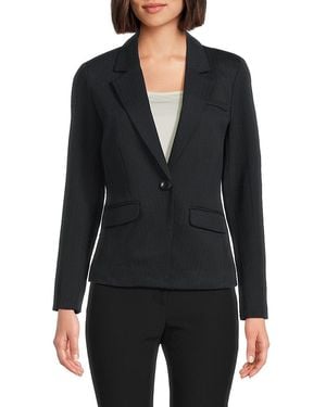 Saks Fifth Avenue Classic Pinstripe One-Button Blazer - Black