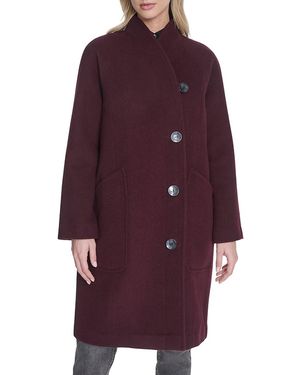 Cole Haan Asymmetric Wool-Blend Coat - Purple