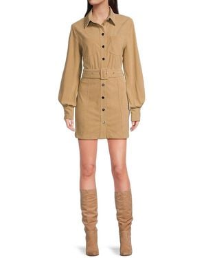 AREA STARS Sosi Corduroy Regular Mini Shirtdress - Natural
