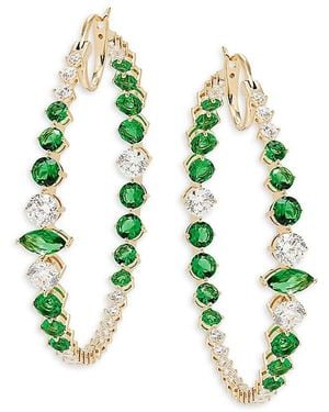 Adriana Orsini Leah 18k Goldplated & Cubic Zirconia Statement Hoop Earrings - Blue