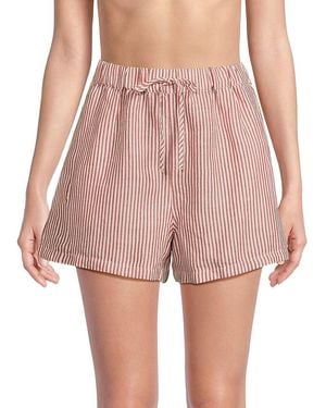Onia Striped Linen Blend Shorts - Pink