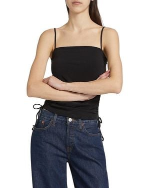 RE/DONE Cotton-blend Ruched Drawstring Tank - Blue