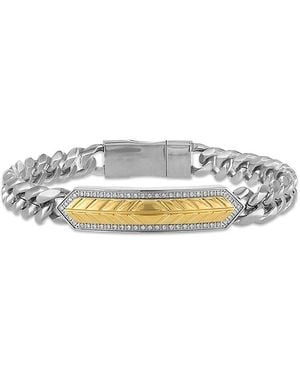 Esquire Ion-Plated Stainless Steel & 0.33 Tcw Diamond Chevron Bracelet - White