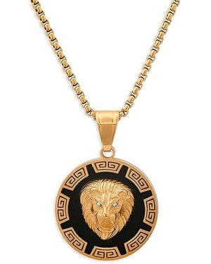 Anthony Jacobs 18K Goldplated Stainless Steel, Enamel & Simulated Diamond Lion Head Pendant Necklace - Metallic