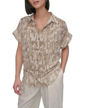 DKNY City Burnout Button-Front Shirt - Brown