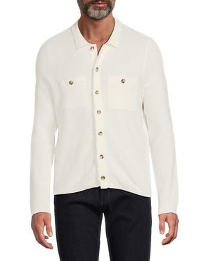 Saks Fifth Avenue Waffle-Knit Button Down Shirt - White