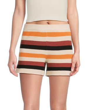Vero Moda Striped Knit High-Rise Shorts - Orange