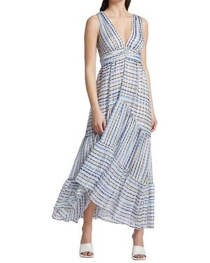 MISA Los Angles Dominika Tiered Chiffon Maxi Dress - Blue