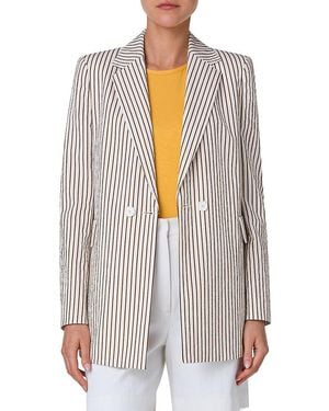 Akris Punto Boyfriend Cotton-Blend Seersucker Blazer - White