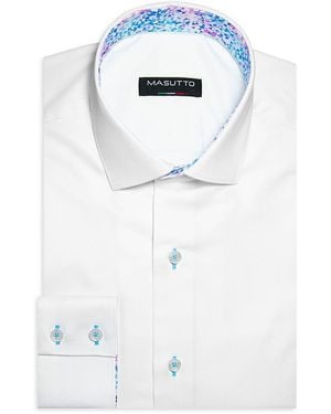 MASUTTO Classic Fit Solid Dress Shirt - Blue