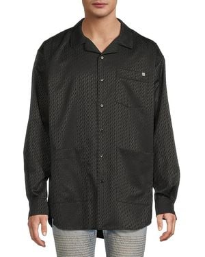 Helmut Lang Tonal-Jacquard Wool-Blend Camp Shirt - Black