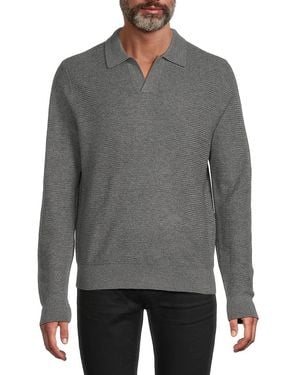 Vince Merino Wool Johnny-Collar Sweater - Gray
