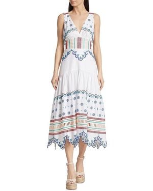 Silvia Tcherassi Biset Embroidered Midi-Dress - White