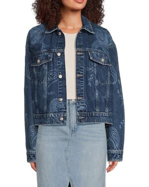 Hudson Jeans Brea Paisley Print Denim Trucker Jacket - Blue
