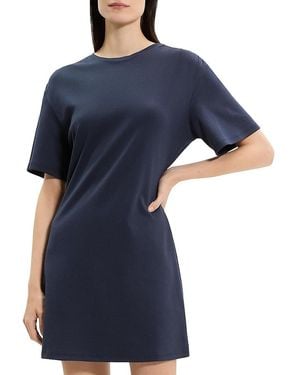 Theory Gathered Shoulder T-Shirt Dress - Blue