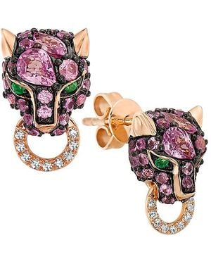 Effy 14k Rose Gold & Multi-stone Panther Stud Earrings - Multicolour