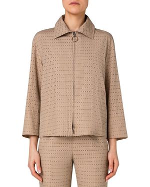 Akris Punto Pin Dot Cotton Poplin Jacket - Natural