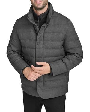 Cole Haan Channel Quilted Down Jacket With Removable Bib - Grey