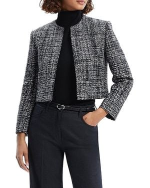 Theory Wool-blend Tweed Crop Jacket - Black