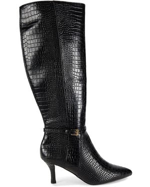 Charles David Arlie 64mm Croc Embossed Knee Boots - Brown