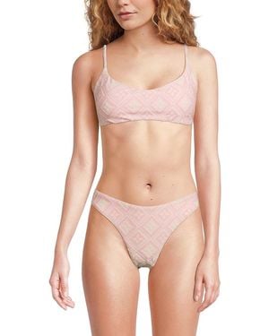 Red Carter Textured Bralette Bikini Top - Pink