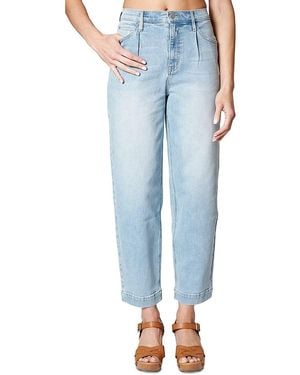 Nicole Miller High Rise Taper Fit Pleated Jeans - Blue