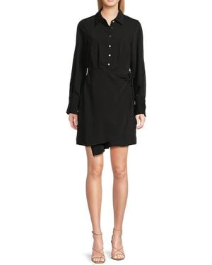 Sam Edelman Faux-wrap Mini Shirtdress - Black