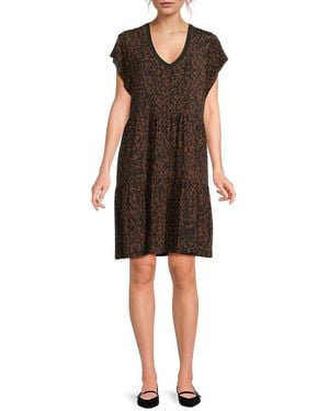 Johnny Was The Janie Favoritte French Leopard Print Tiered Minidress - Black