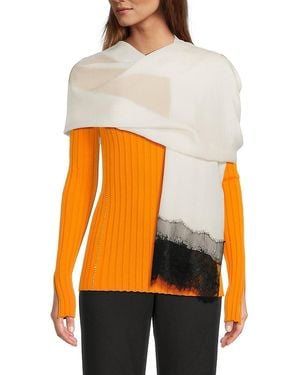 La Fiorentina Lace Trim Silk & Wool Scarf - Orange