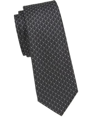 Canali Grid Silk Tie - Gray